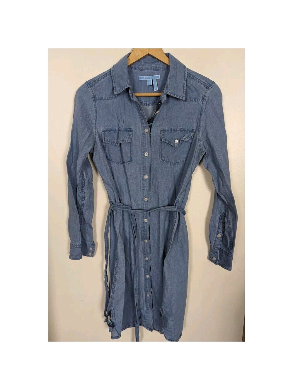 Draper James Size 8 Long Sleeve Button Down Denim Dress Jean Shirt Cottage (#35)